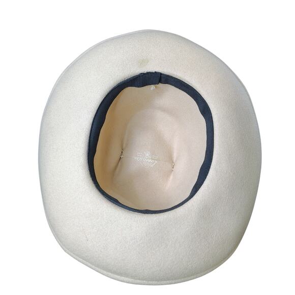 Tan Lancaster Wool Cowboy Western Hat Leather Rope Feather Hat Band Size 7 Women - Picture 8 of 10